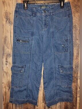 Eddie Bauer Dark Blue Denim Cargo Capris